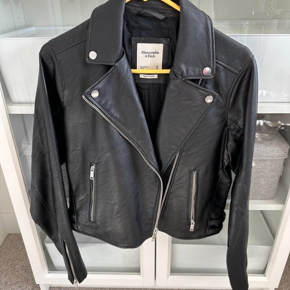 NWOT Abercrombie & Fitch Vegan Leather Moto Jacket Sz Medium - Picture 4 of 6